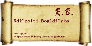 Rápolti Boglárka névjegykártya